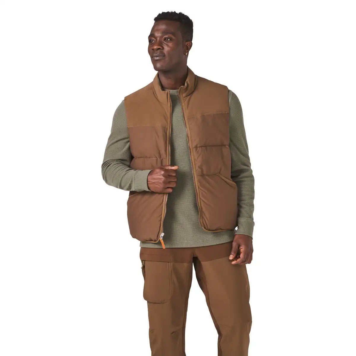 Zigzag Down Vest Dark Earth